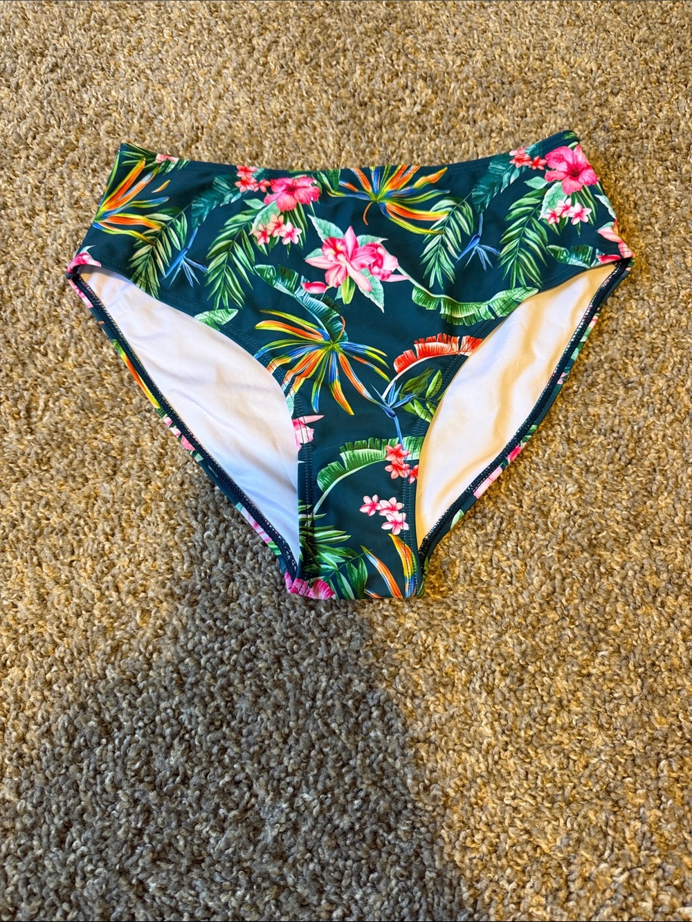 Tropical Floral High-Waist Swim Bottoms - Green